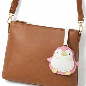 Adorable Pink Penguin Bag Charm – Cute Leather Keychain Purse Accessory